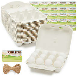 Okuna Outpost 18 Pack Paper Egg Cartons for 1 Dozen Chicken Eggs, Reusable Cartons with Labels and Twine