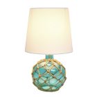 Alternate image 1 for Lalia Home Maritime 14.75" Medium Coastal Fisherman'S Shoreside Colored Glass Rope Table Lamp With White Fabric Empire Shade For Living Room, Bedroom, Entryway, Foyer, Home Decor, Office, Aqua
