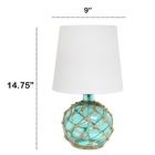 Alternate image 2 for Lalia Home Maritime 14.75" Medium Coastal Fisherman'S Shoreside Colored Glass Rope Table Lamp With White Fabric Empire Shade For Living Room, Bedroom, Entryway, Foyer, Home Decor, Office, Aqua