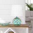 Alternate image 3 for Lalia Home Maritime 14.75" Medium Coastal Fisherman'S Shoreside Colored Glass Rope Table Lamp With White Fabric Empire Shade For Living Room, Bedroom, Entryway, Foyer, Home Decor, Office, Aqua