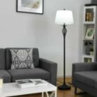 Alternate image 2 for Hooya Imp.& Exp.  2 Table Lamps 1 Floor Lamp Set with Fabric Shades