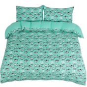 PiccoCasa Cutey Polyester Microfiber Kids Duvet Cover Set, 3 Piece Bedding Set Soft Fade & Wrink Alien Print with 2 Pillowcases Full