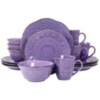 Alternate image 0 for Elama Rustic Birch 16 Piece Stoneware Dinnerware Set in Purple