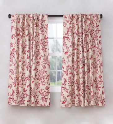 Plow & Hearth Botanical Toile Insulated Double-Lined Panel, 42"W x 45"L Cranberry
