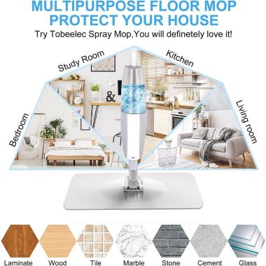 Infinity Merch Spray Mops Ergonomic Wet Dry Refillable Tank Microfiber Pads in MOPS with 3 Pads. View a larger version of this product image.