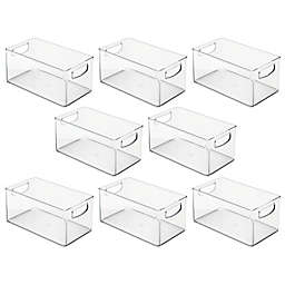 mDesign Plastic Storage Organizer Bin with Handles for Closets, 8 Pack - Clear