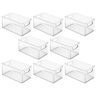 mDesign Plastic Storage Organizer Bin with Handles for Closets, 8 Pack - Clear. View a larger version of this product image.