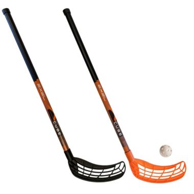 EXEL Floorball Sticks XCUBE Series - Set of 2 Ambidextrous Sticks and 1 Ball. View a larger version of this product image.