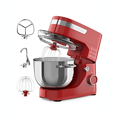 Whall Kinfai Electric Kitchen Stand Mixer Machine with 4.5 Quart Bowl for Baking, Dough, Cooking, red. View a larger version of this product image.