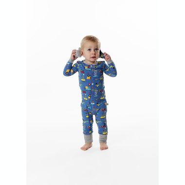 Sleep On It Infant Boys Little Builder Zip-Front Coverall Pajama. View a larger version of this product image.