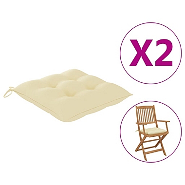 vidaXL Chair Cushions 2 pcs Cream White 15.7"x15.7"x2.8" Fabric. View a larger version of this product image.