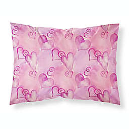 Caroline's Treasures Watercolor Hot Pink Hearts Fabric Standard Pillowcase 30 x 20.5