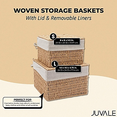 Juvale Woven Storage Baskets with Lid and Removable Liner (2 Sizes, 2 Pack). View a larger version of this product image.