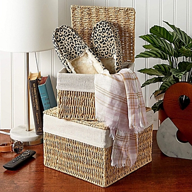 Juvale Woven Storage Baskets with Lid and Removable Liner (2 Sizes, 2 Pack). View a larger version of this product image.