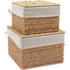 Alternate image 3 for Juvale Woven Storage Baskets with Lid and Removable Liner (2 Sizes, 2 Pack)