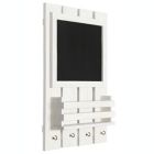 Alternate image 1 for Elegant Designs Chalkboard Sign with Key Holder Hooks and Mail Storage, White Wash