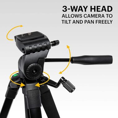 KODAK 62" Lightweight Tripod for Camera, Webcam, Phone & Tablet, Tripod Mount Adjusts 22"-62". View a larger version of this product image.