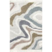 nuLOOM Abstract Striped Kids Tassel Area Rug