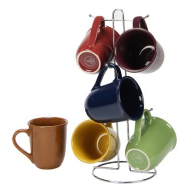 Gibson Home Cafe Amaretto 7 -Piece Mug Set With Wire Rack. View a larger version of this product image.