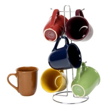 Gibson Home Cafe Amaretto 7 -Piece Mug Set With Wire Rack. View a larger version of this product image.