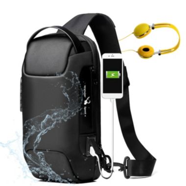 Infinity Merch Waterproof Sling Backpack Anti-theft Zipper Crossbody Chest Bag in Black. View a larger version of this product image.