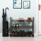 Alternate image 2 for SONGMICS Bronze Metal Shoe Rack with Adjustable Shelves