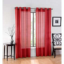 GoodGram Ultra Luxurious Elegant Sheer Grommet Curtain Panels - 54 in. W x 84 in. L, Red