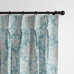 6ix Tailors Fine Linens Osha Aqua/Teal Pinch Pleat Drapery Panel Pair