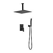 Infinity Merch Shower Set System Bathroom Luxury Rain Mixer Shower Combo Set in Black