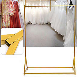 Infinity Merch Garment Rack Metal Rolling Clothing Shelf in H160cmxL120cmxW35cm Gold