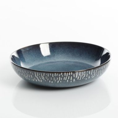 Gibson Elite Matisse 16-Piece Double Bowl Dinnerware Set, Cobalt. View a larger version of this product image.