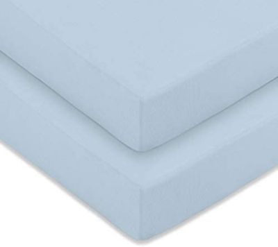 Comfy Cubs Fitted Crib Sheet - 100% Cotton Baby Crib Mattress Sheet for Boys and Girls (Blue, Pack of 2)