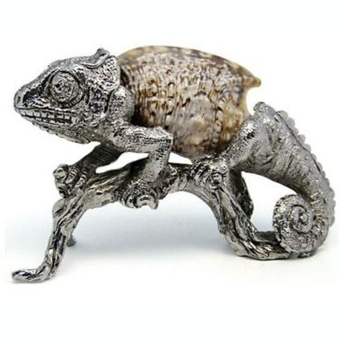 Chameleon Lizard Natural Sea Shell and Pewter Sculpture. View a larger version of this product image.