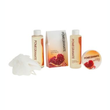 Freida and Joe Pomegranate Fragrance Bath & Body Spa Gift Set in a Red Tub Basket. View a larger version of this product image.