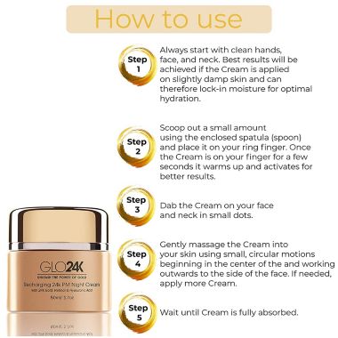 GLO24K Night Cream with 24k Gold, Retinol, Hyaluronic Acid, And Vitamins For Optimal Hydration!. View a larger version of this product image.