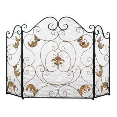 Accent Plus Gold Fleur-De-Lis Fireplace Screen. View a larger version of this product image.