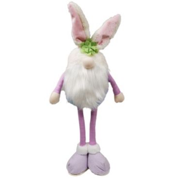 Purple Floral Standing Easter Bunny Gnome Plush Figurine Rabbit 17 Inch New. View a larger version of this product image.