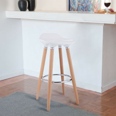 Slickblue Set of 2 ABS Bar Stool with Wooden Legs. View a larger version of this product image.
