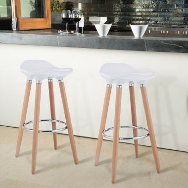 Slickblue Set of 2 ABS Bar Stool with Wooden Legs. View a larger version of this product image.