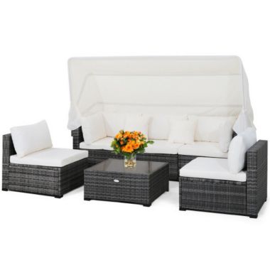 Costway 6 Pieces Outdoor Patio Retractable Canopy Furniture Set. View a larger version of this product image.