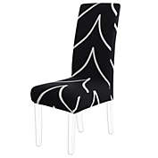 PiccoCasa Washable Spandex Dining Chair Cover, 1 Piece, White+Black