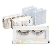 Okuna Outpost 100 Pack Empty Eyelash Packaging Box with Tray, Marble Gold Foil False Lash Holder Case for Wholesale