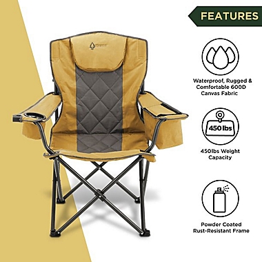Arrowhead Outdoor Portable Folding Camping Quad Chair w/ 6-Can Cooler in Tan. View a larger version of this product image.