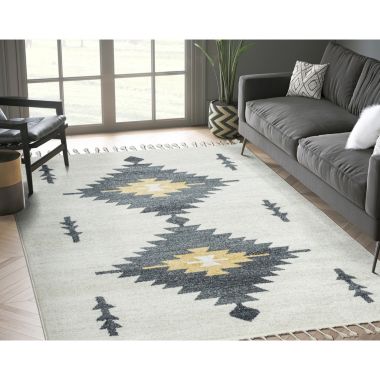 Abani Tulum Contemporary and Charcoal Southwest Area Rug. View a larger version of this product image.