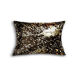 HomeRoots Home Decor. 12 x 20 x 5 Chocolate And Gold Cowhide  Pillow.