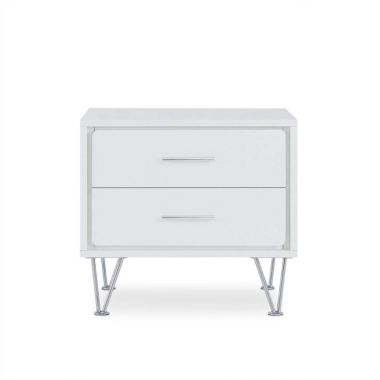 Slickblue Contemporary 2 Drawers Wood Nightstand, White. View a larger version of this product image.