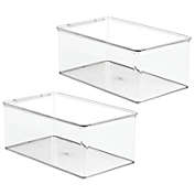 mDesign Plastic Bathroom Stackable Storage Container Box with Lid, 2 Pack