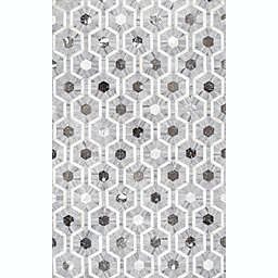 nuLOOM Ivanna Leather Honeycomb Trellis Area Rug, 5' x 8', Gray