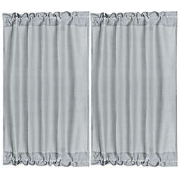 Unique Bargains Classic Thermal Insulated French Door Curtain Side Panels, Blackout Curtains Drape Room Darkening for Glass Doors 2 Panels Gray W25 x L40 Inch