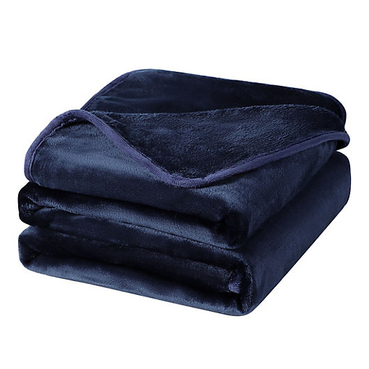 Luxury XXL Super Soft Plush Navy Blue White Blanket Throw Striped Sofa Bed 